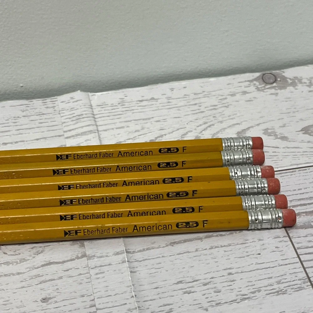 Vintage Eberhard Faber American 2.5 F Pencils‎ Yellow Lot of 6 USA Made